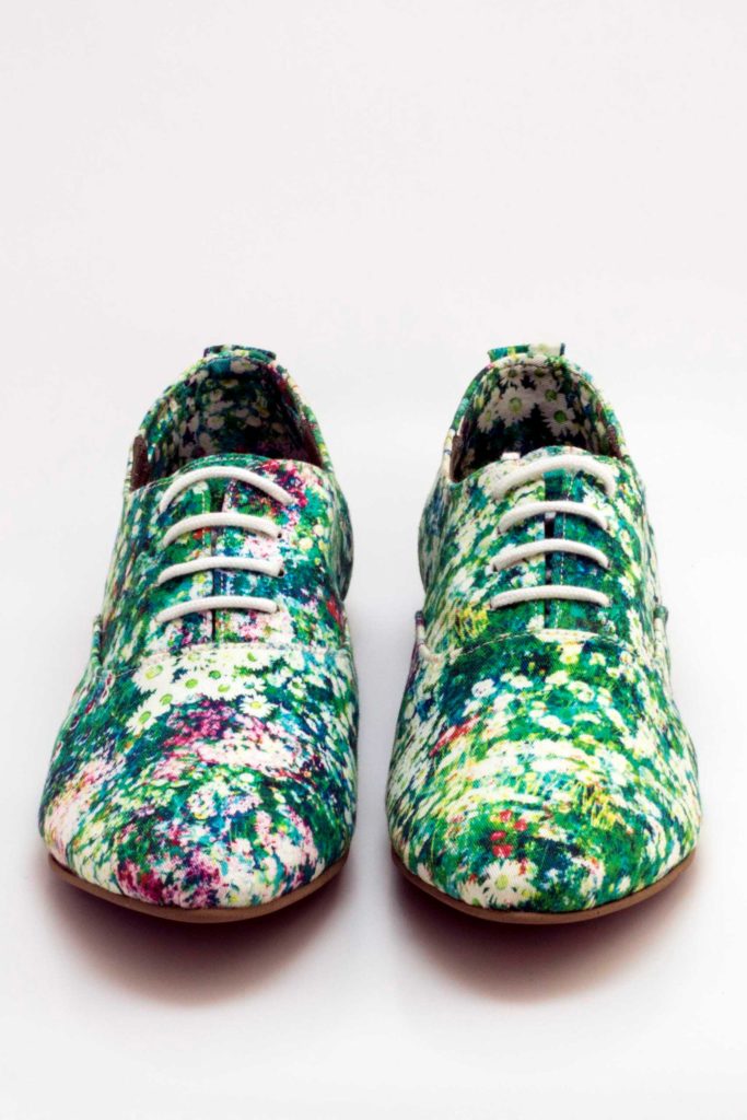 Green Rainforest Floral Print Lace Up Shoes