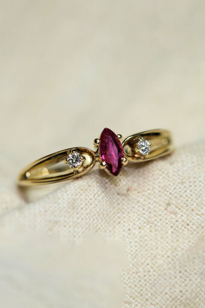 14K Gold Ring Set With Ruby & A Diamond