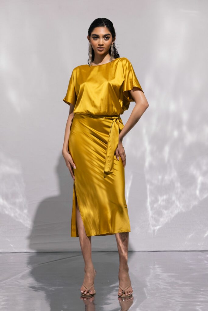 Ava Cowl Dress - Gold
