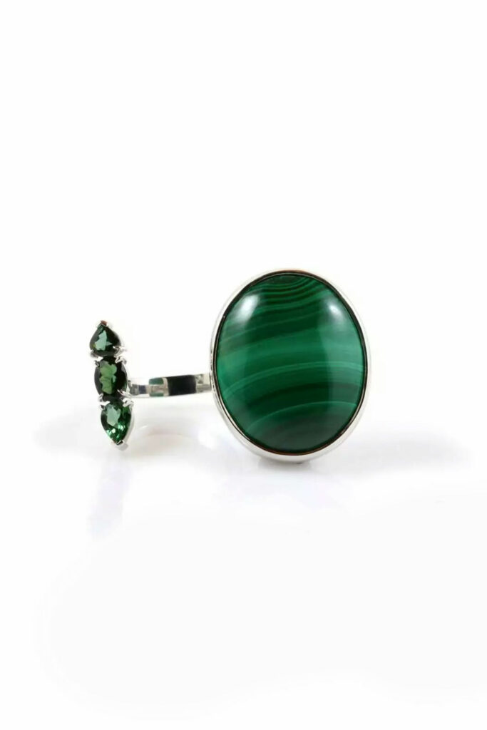 Malachite & Tourmaline Ring