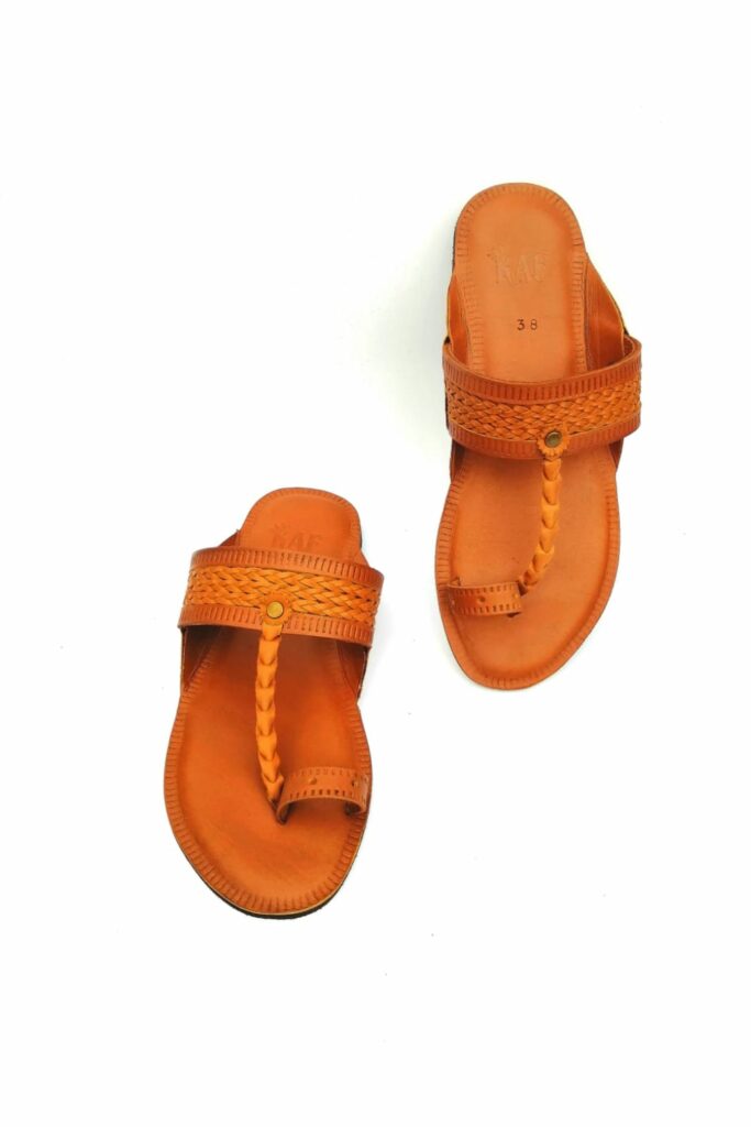 Kolhapuri Chappals - Yellow Brown