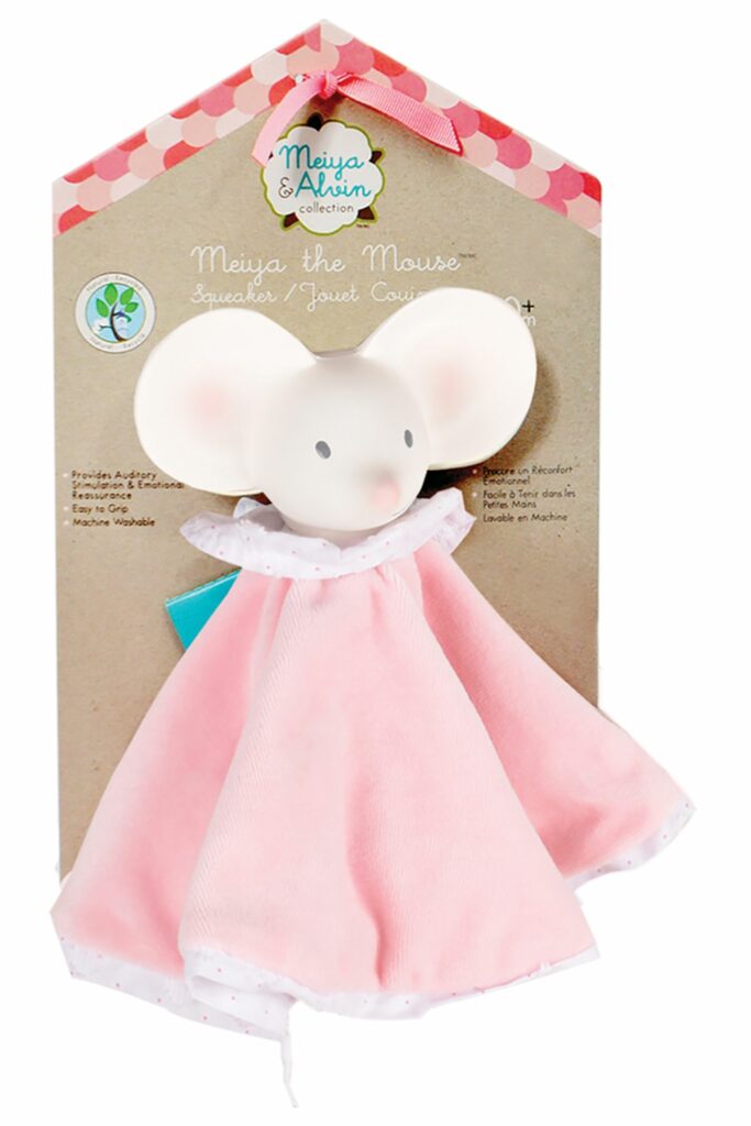 Meiya The Mouse - Puppet Snuggly With Natural Rubber Teether Head