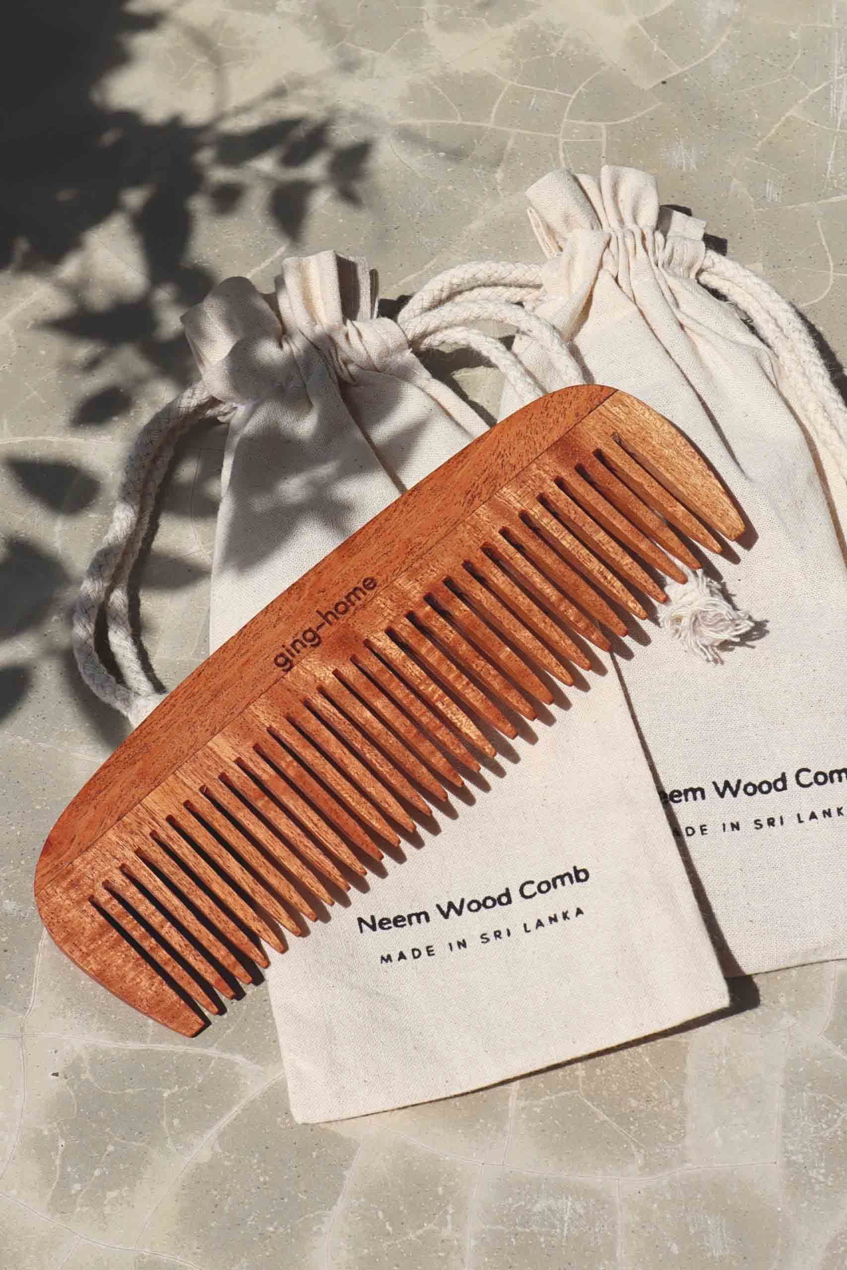 Neem Wood Comb With Pouch