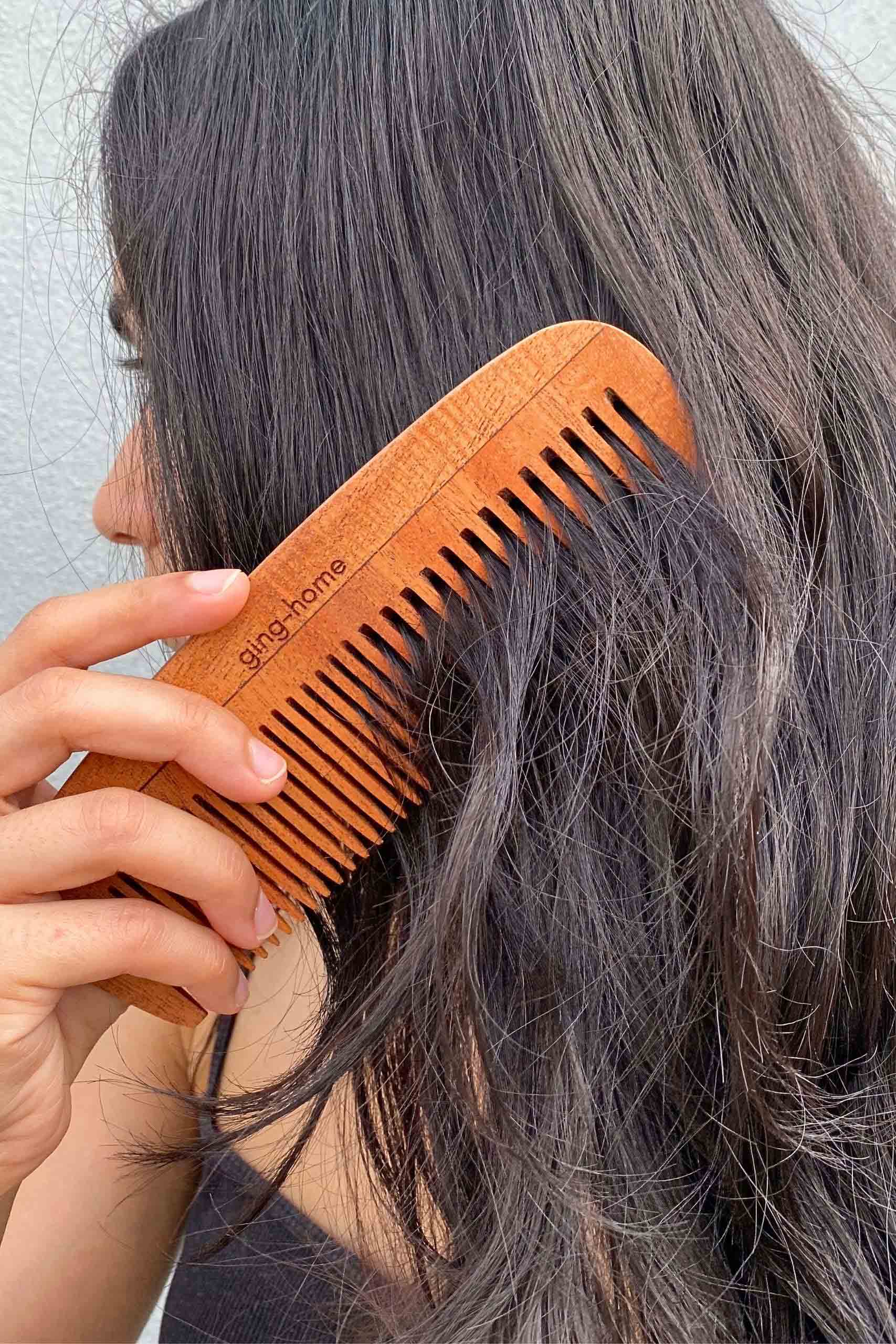 Neem Wood Comb With Pouch - Image 5
