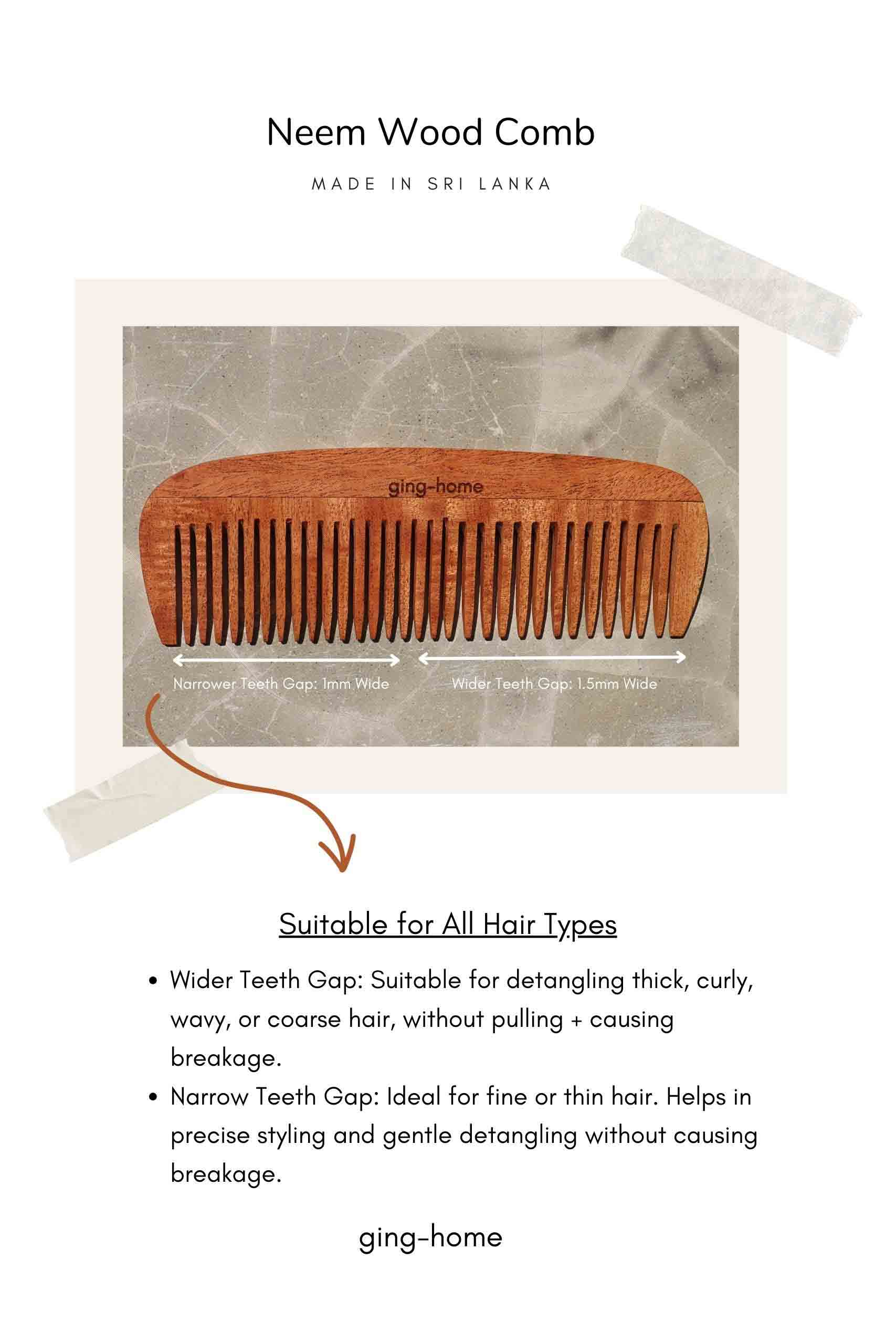 Neem Wood Comb With Pouch - Image 3