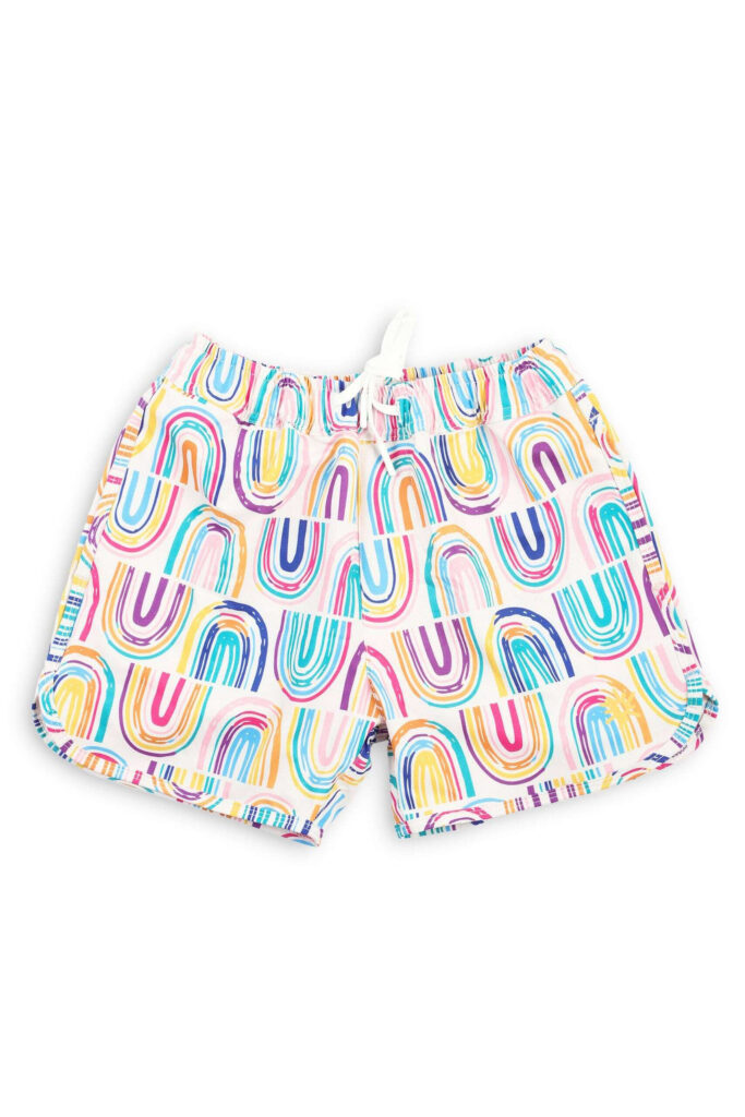 Rainbow Skies Multi Colour Kids Swimming Shorts