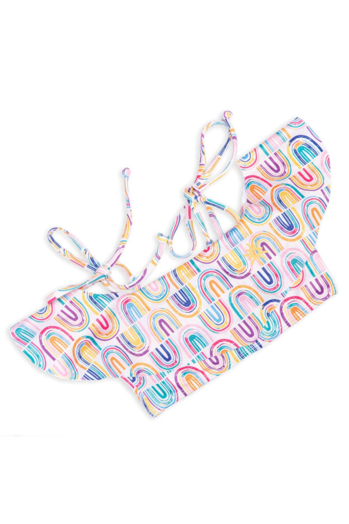 Rainbow Skies Sustainable Girls Bikini Top