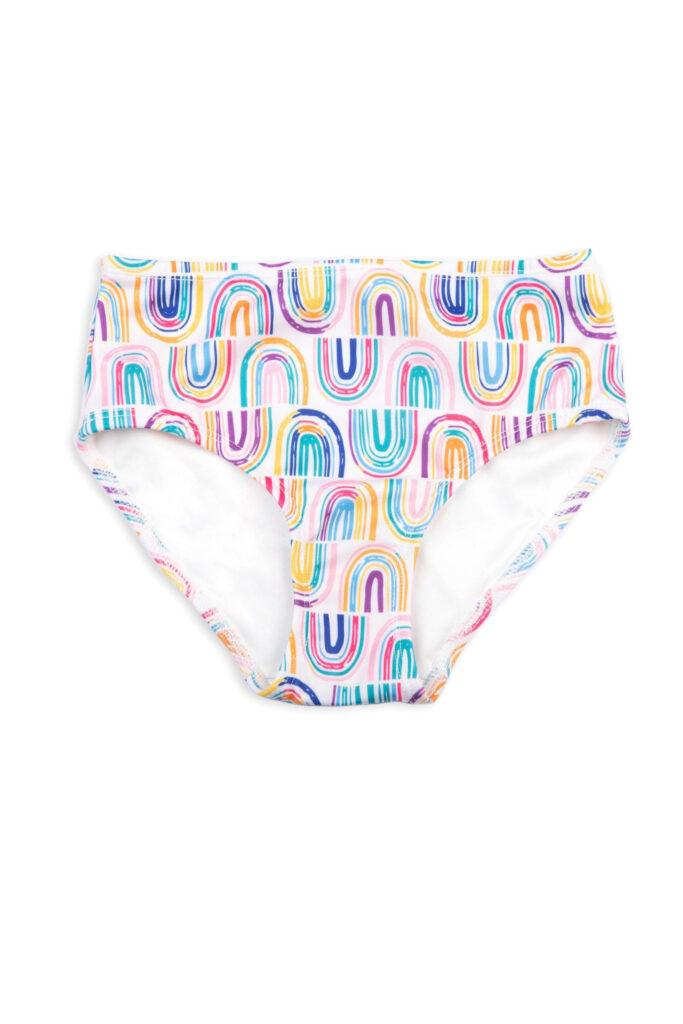 Rainbow Skies Sustainable Girls Bikini Bottoms