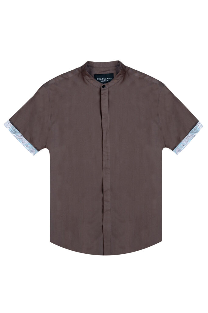Charcoal Contrast Cuff Shirt