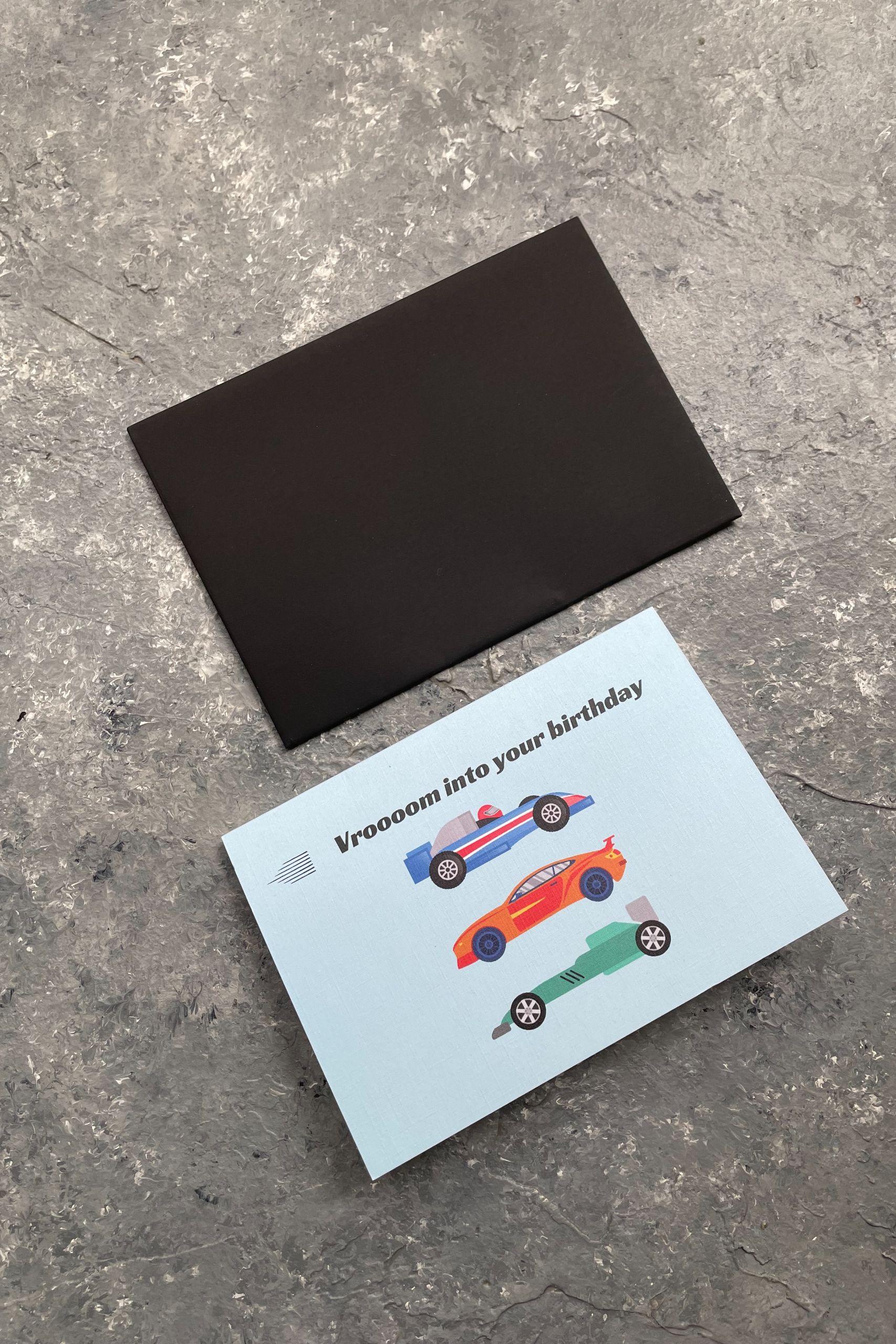 Vroom Racing Cars Greeting Cards