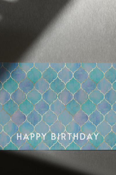 Happy Birthday Teal Alhambra Greeting Cards