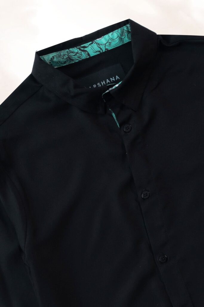 Black Long Sleeve Contrast Cuff Shirt