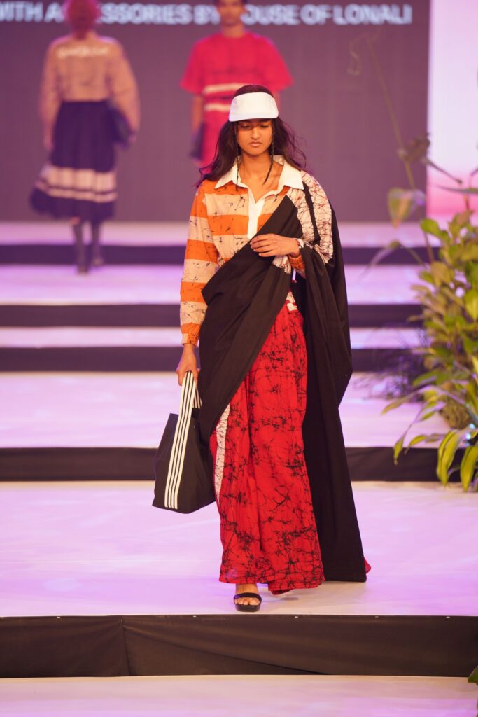 Red Black Batik Saree