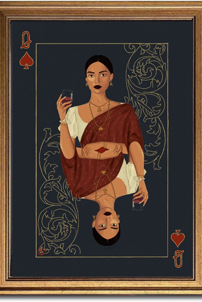 Queen Card Art Print A3 297mm X 420mm