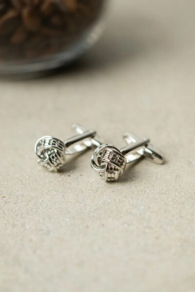 Novelty Knot Silver Textured Cufflinks