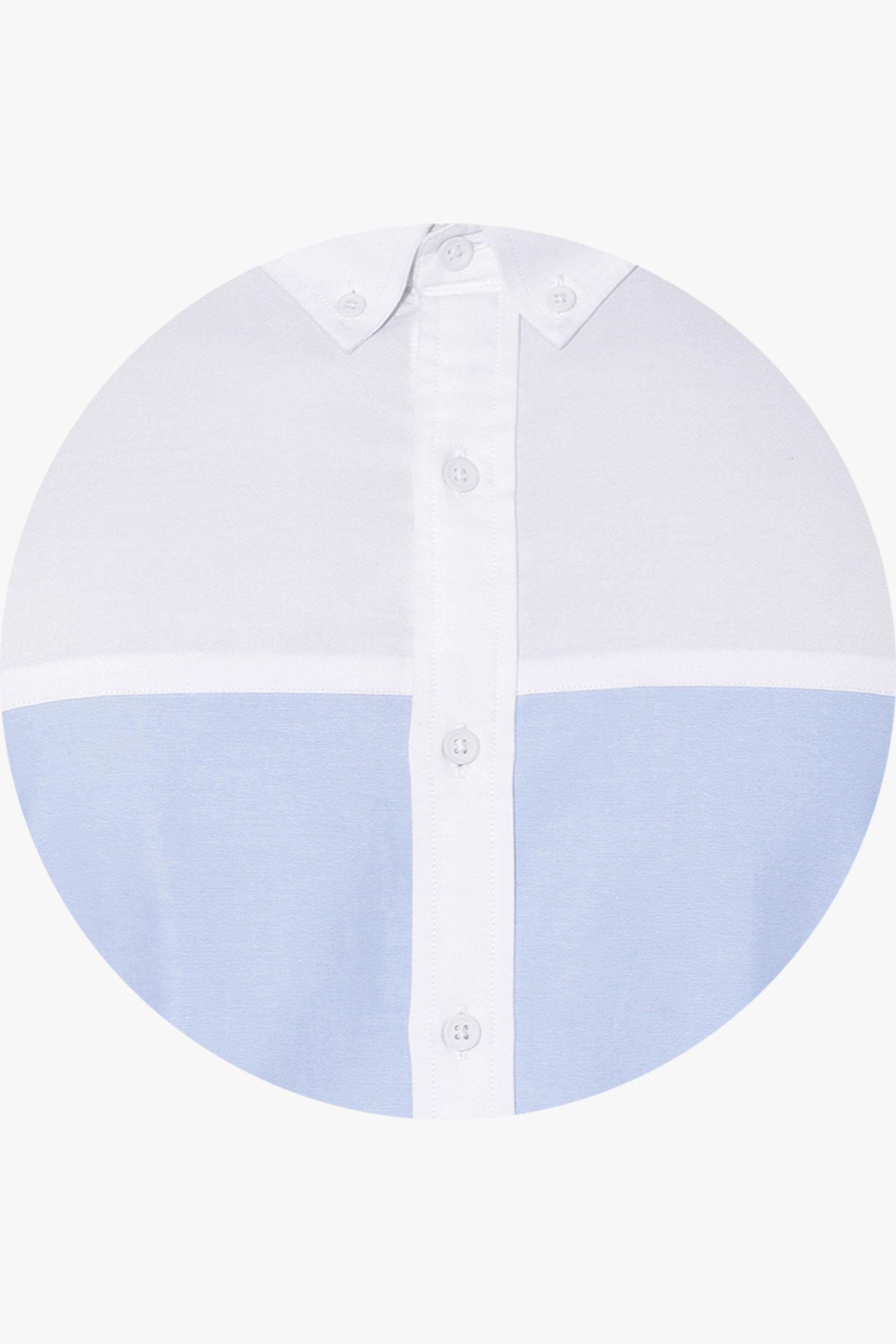 Colour Block Sky Blue Oxford Chest Shirt - Image 8