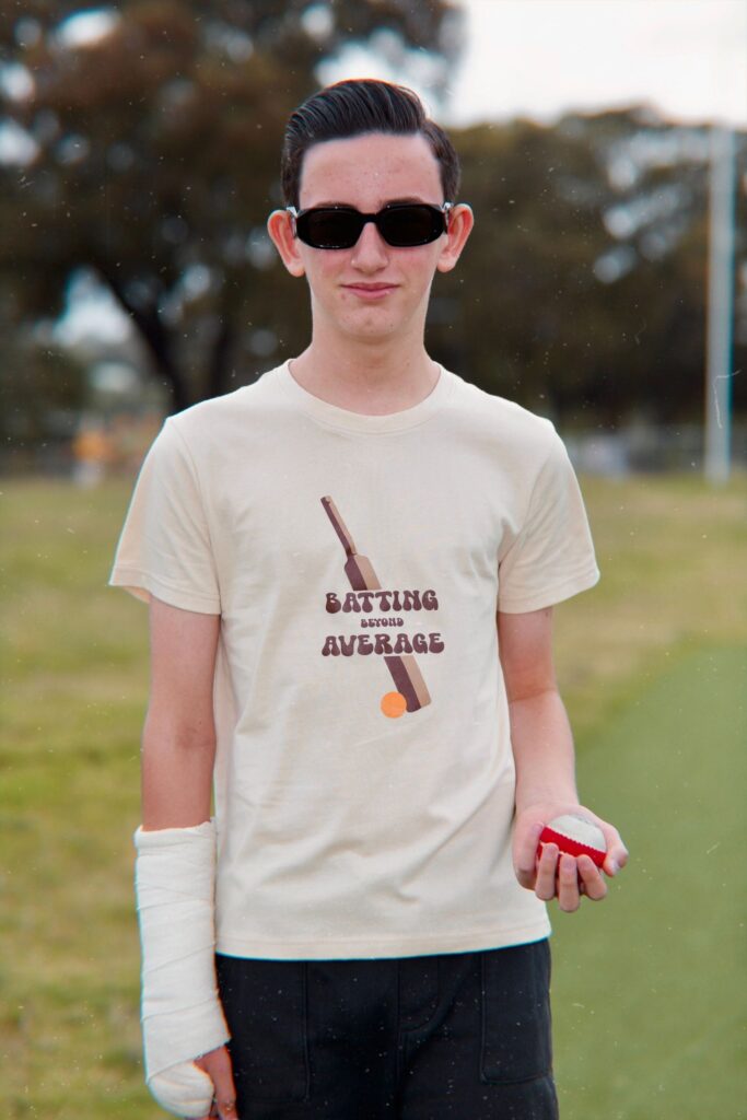 Batting Beyond Average Beige T-shirt