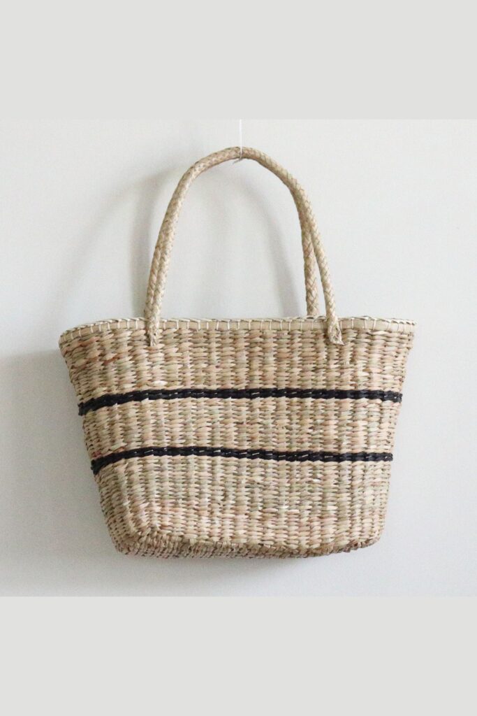 Reed Bag Natural Black Stripe Design