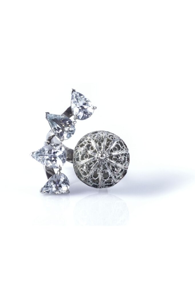 Antique Button & Beryl Ring
