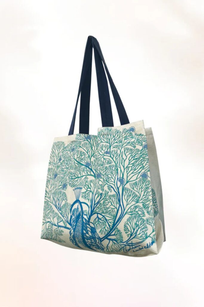 Blue Peacock Tote Bag