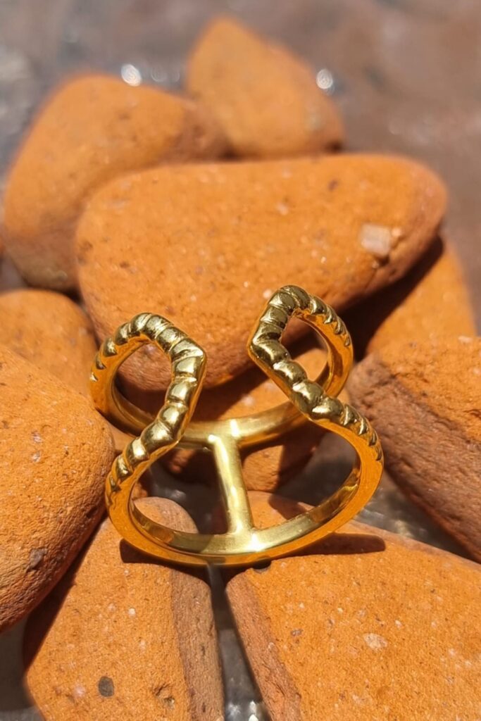 Open V Gold Plated Ring