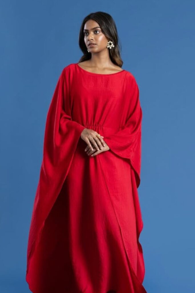 Silk Kaftan With Ruched Detail