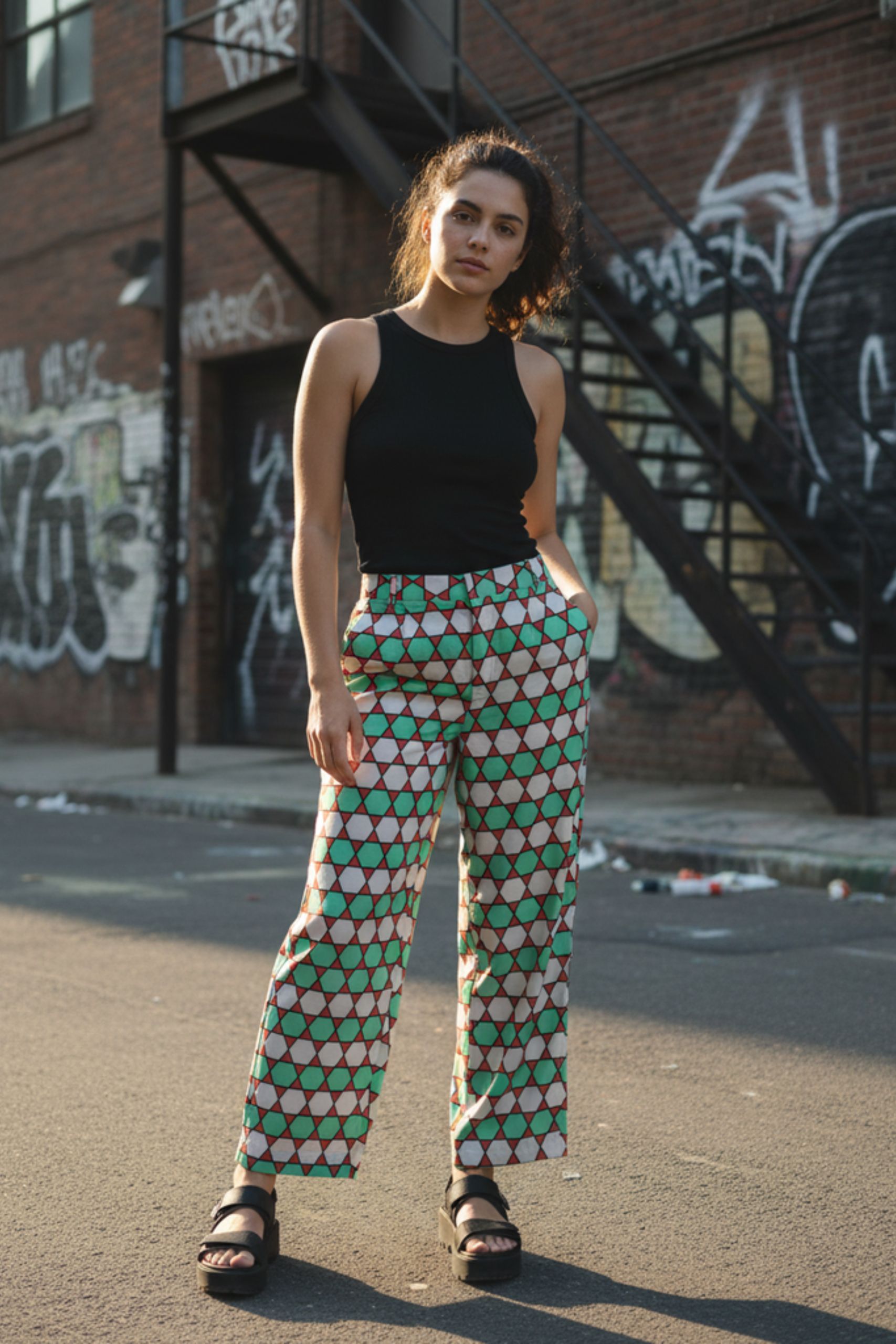 Half Elastic Pant Star Green & Red - Image 4