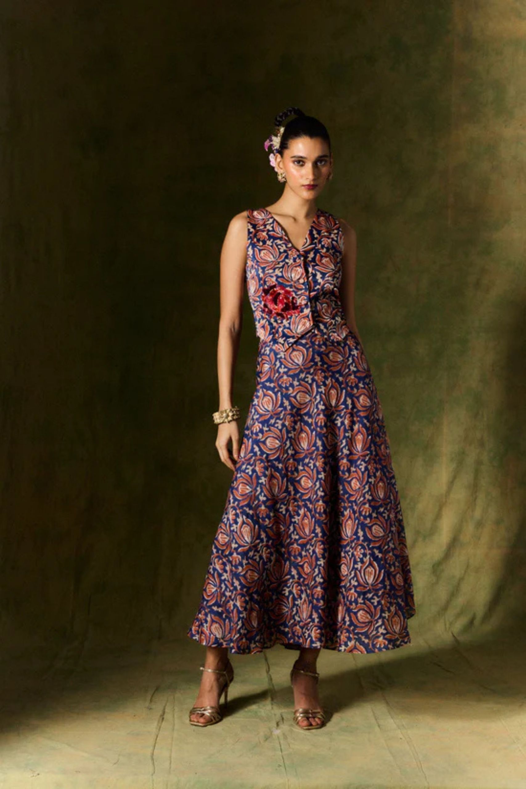 Inaaya Waistcoat & Silk Skirt Set