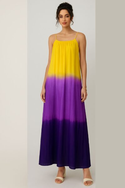 Purple & Yellow Ombre Maxi Dress