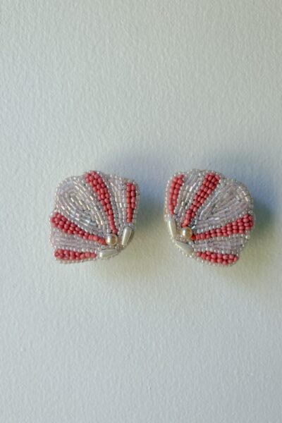 Coral & Baby Pink Concha Earrings