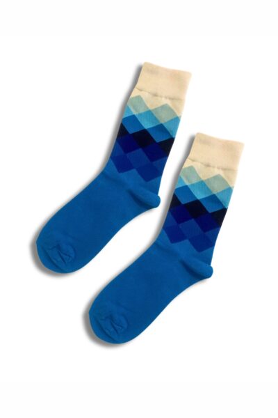 White & Blue Crew Socks