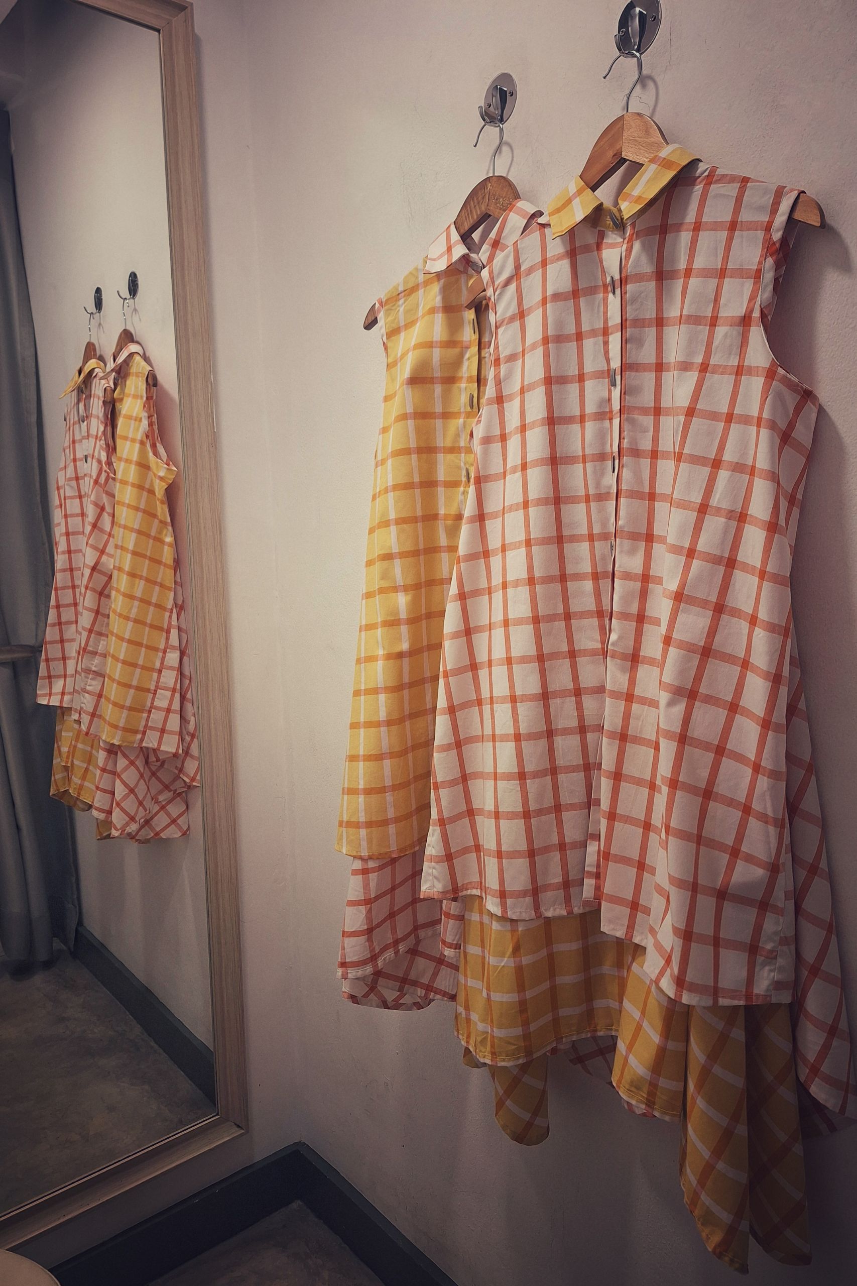 Back Knot Flair Dress - Orange Check - Image 2