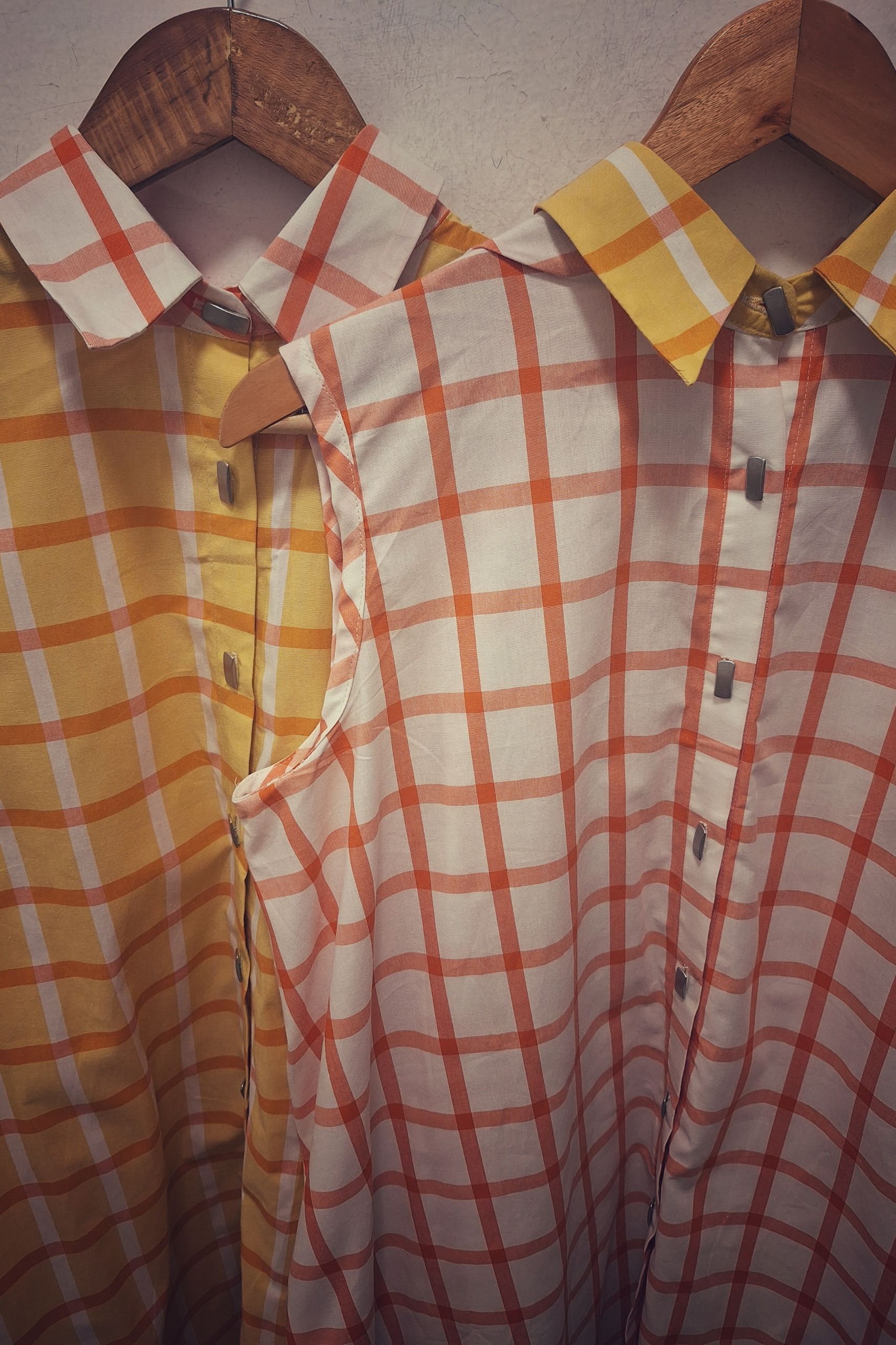 Back Knot Flair Dress - Orange Check - Image 3