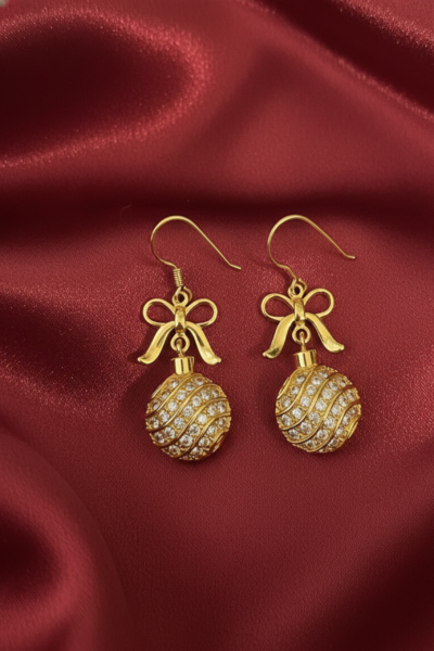 Sterling Silver 18K Gold Plated Xmas Bauble Earrings