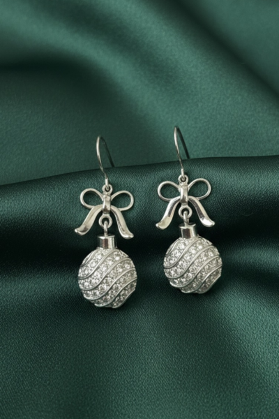 Sterling Silver Xmas Bauble Earrings