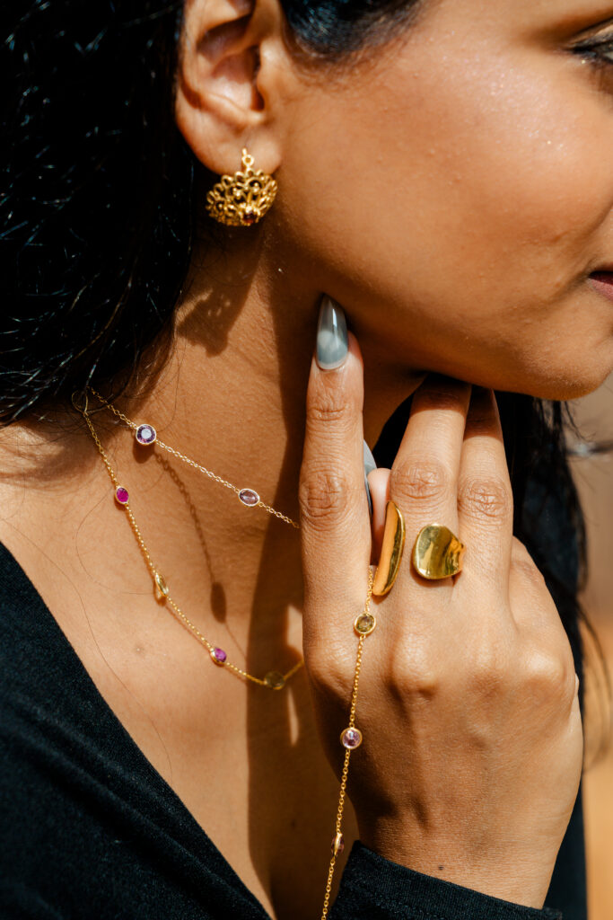 Garnet Flower Earrings