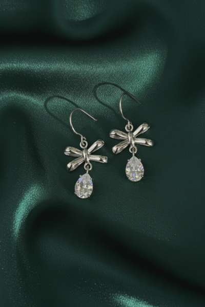 Sterling Silver Bow Dangler With Danburite