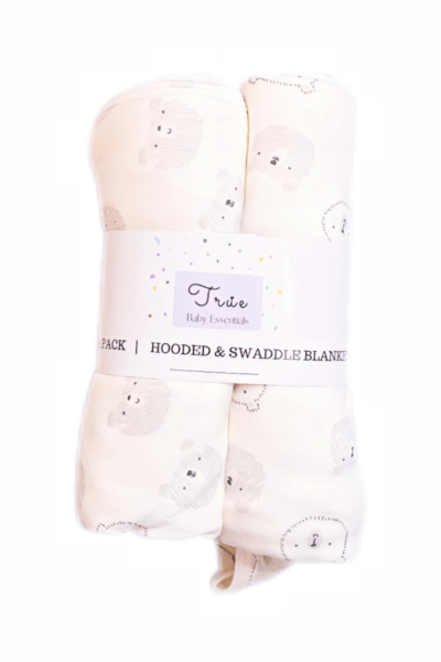Baby Hooded & Swaddle Blanket 2 Pack - Bear Theme