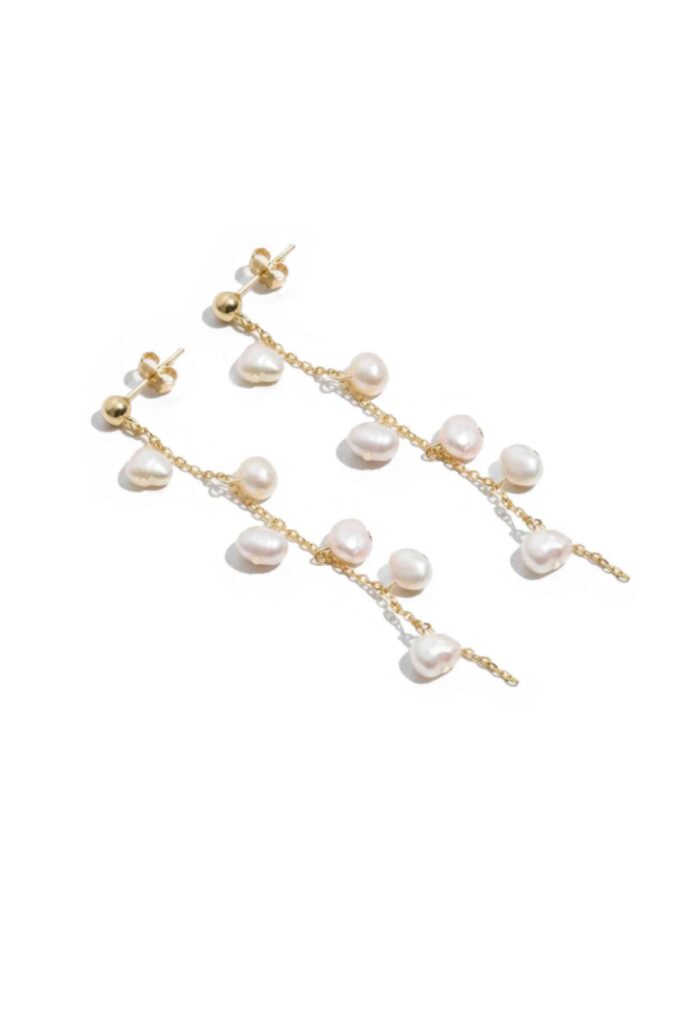 Water Pearl Drop Earrings In Gold Vermeil