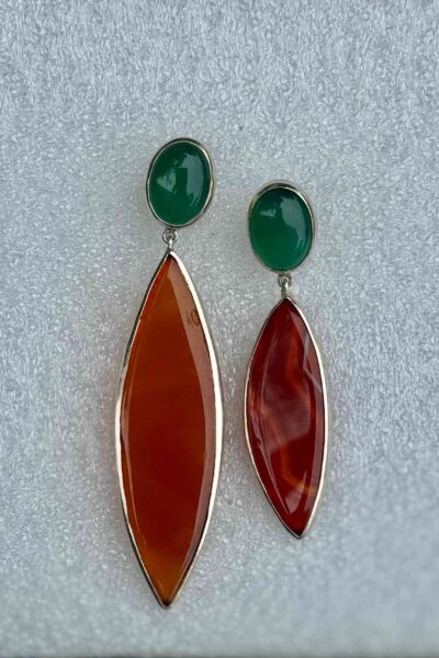 Green Onyx & Red Agate Earrings