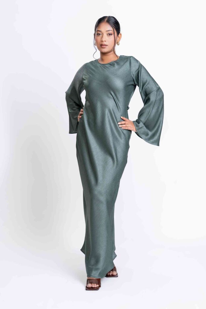 Shimmer Bias Slip Dress - Jade