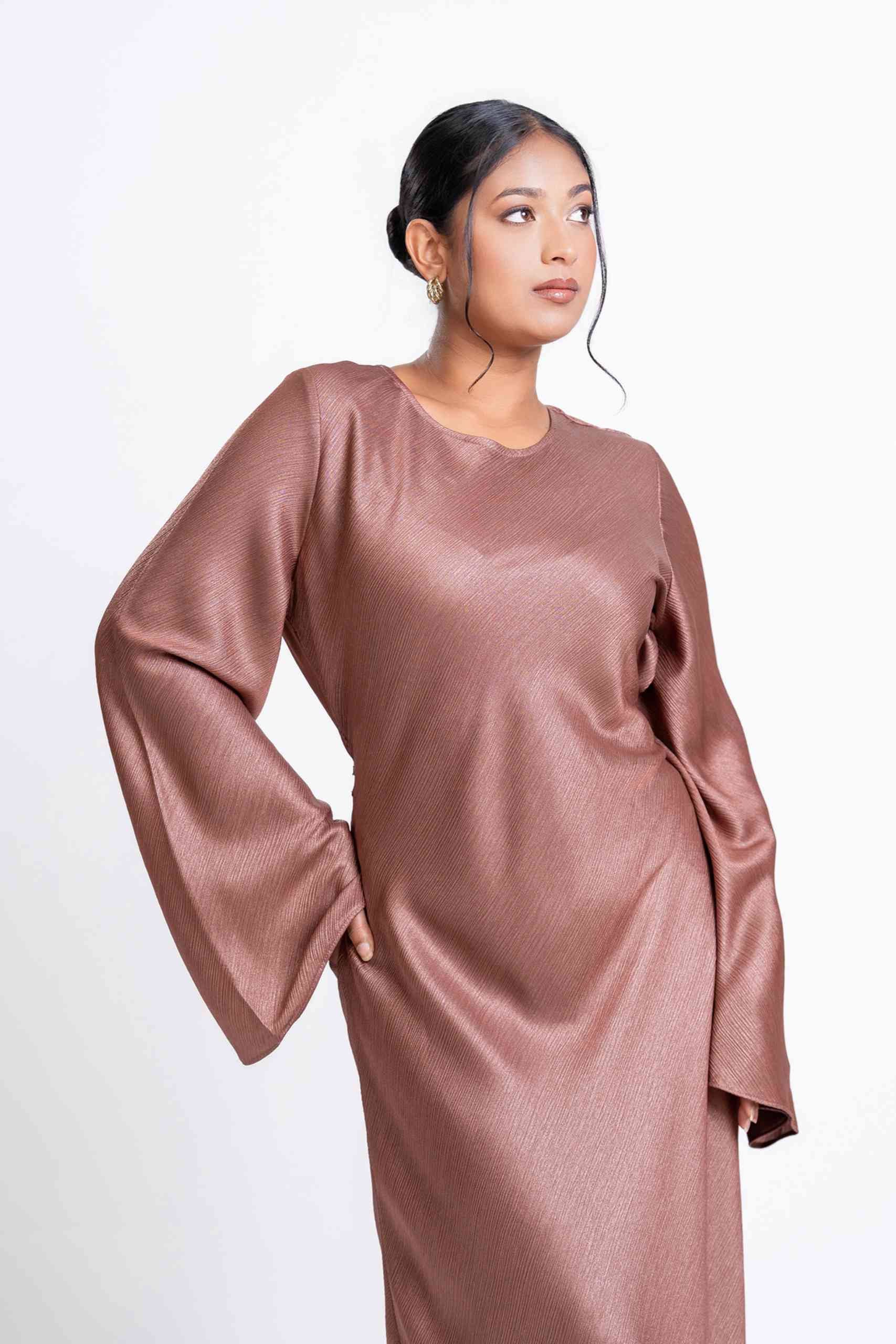 Shimmer Bias Slip Dress - Dusty Rose