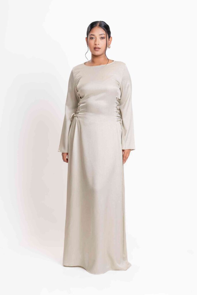 Shimmer Side Lace Maxi - Ivory