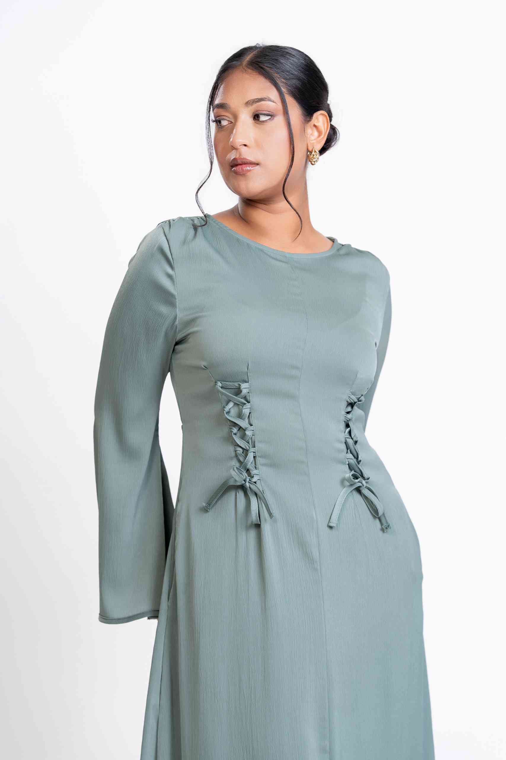 Green Front Lace Dress - Image 6