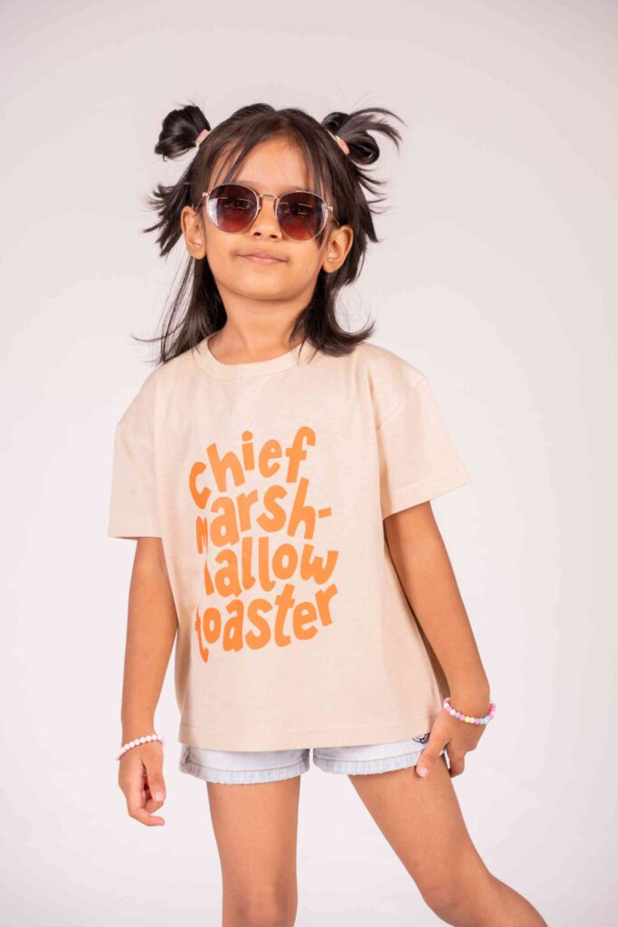 Beige & Orange Oversized T-shirt