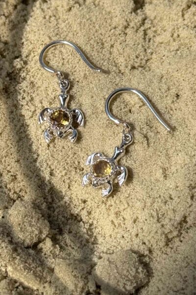 Citrine Turtle Hook Earrings