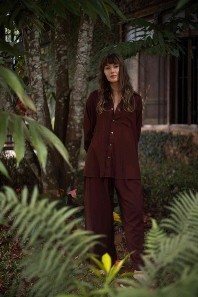 Linen Trousers Maroon