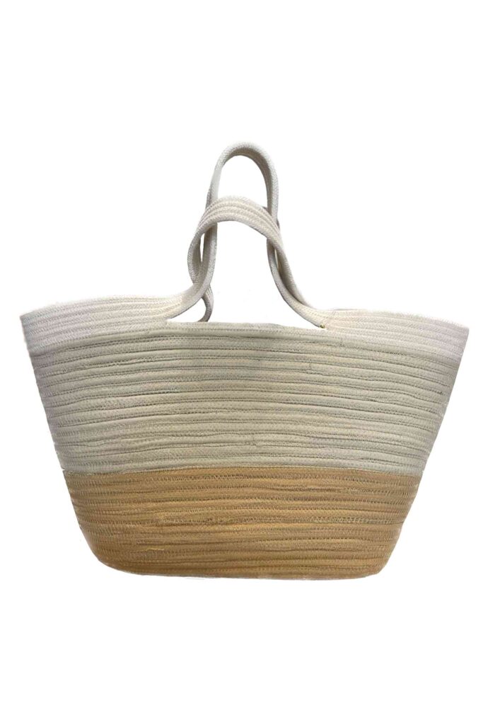Colour Block Large Tote - Beige