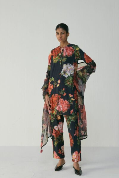 Bloody Mary Red Cotton Short Kurta Set