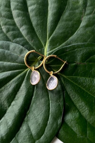 Rose Quartz Hoops